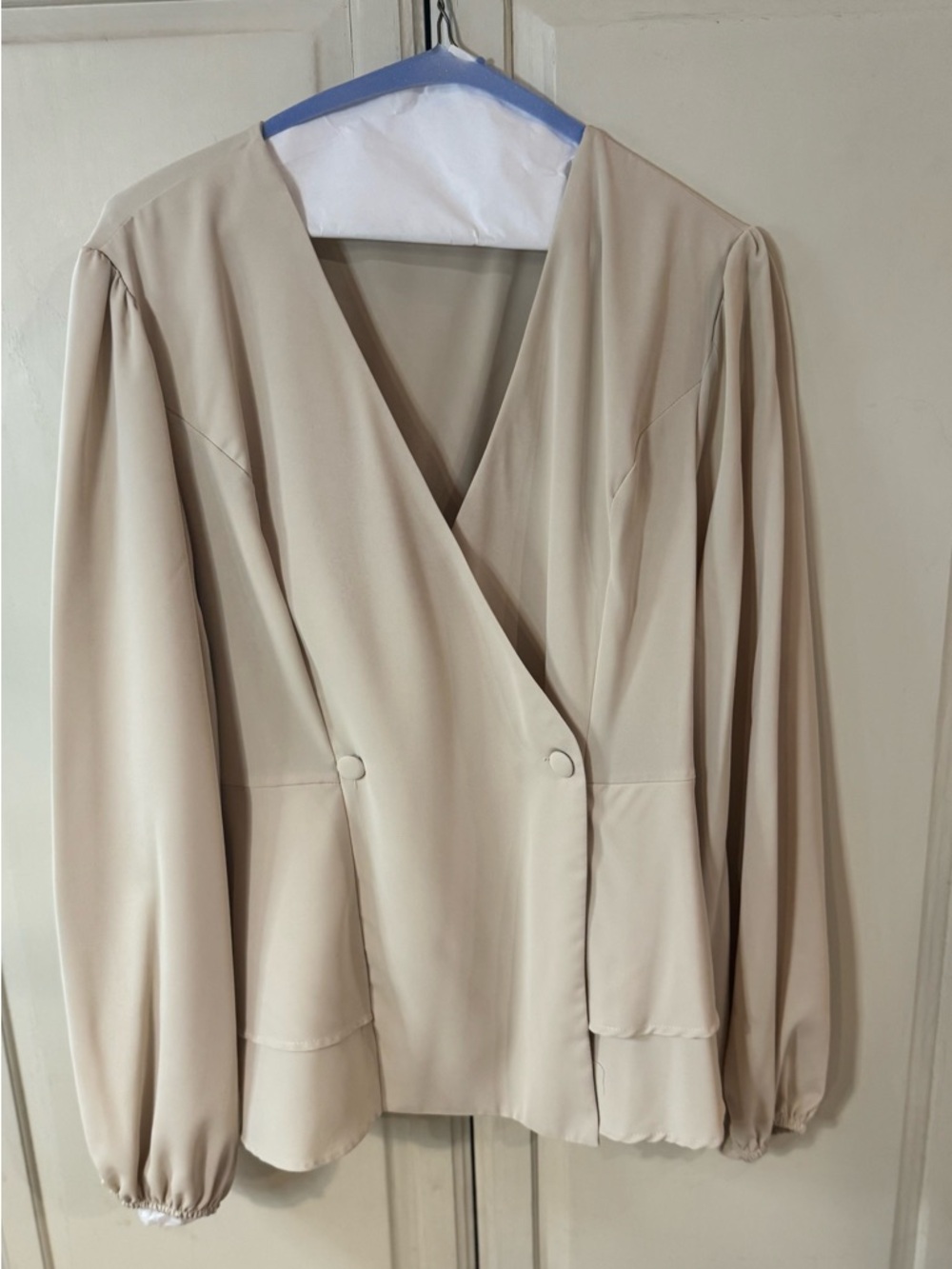 Neutral Beige Wrap Style Shirt